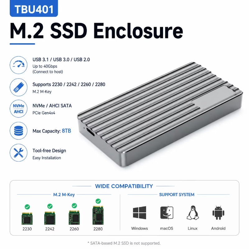 Aluminiowa obudowa M.2 NVMe SS – Usb4 40Gbps External Ssd 8Tb recenzja i cena